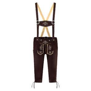 Tiroler lederhosen lang bruin is een imitatie lederlook broek