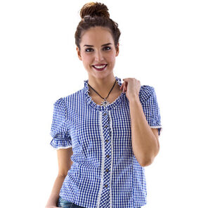 Tiroler blouse blauw geruit is een blauw/wit geruit hemd voor dames tijdens het oktoberfest of moose bar