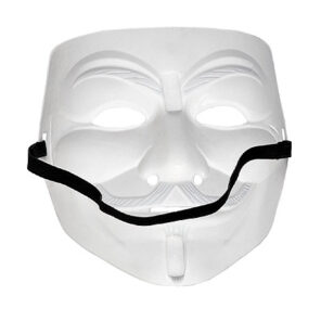 Masker anonymous vendetta is een pvc wit gezichtsmasker met elastiek uit de halloween film V for Vendetta