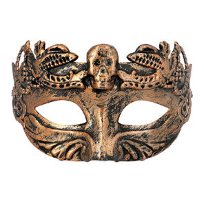 Steampunk oogmasker golden master is een gouden oogmasker met schedel in steampunk stijl